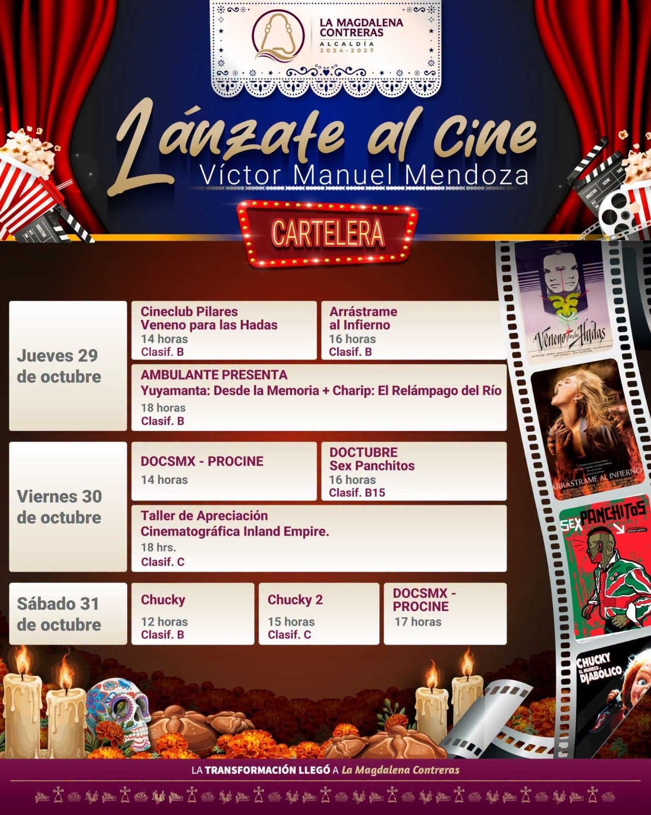 Cartelera del Cine Víctor Manuel Mendoza